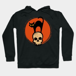 Halloween Cat on Skull Hoodie